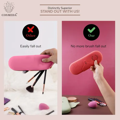 Miniatura 6 de Beauty Bloom - Soporte y organizador para brochas de maquillaje, silicona con hebilla, estuche de almacenamiento portátil para brochas de belleza