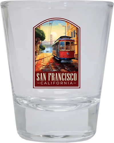 Miniatura 5 de San Francisco California C Souvenir - Vaso de chupito redondo de 1.5 onzas, color azul, paquete de 2