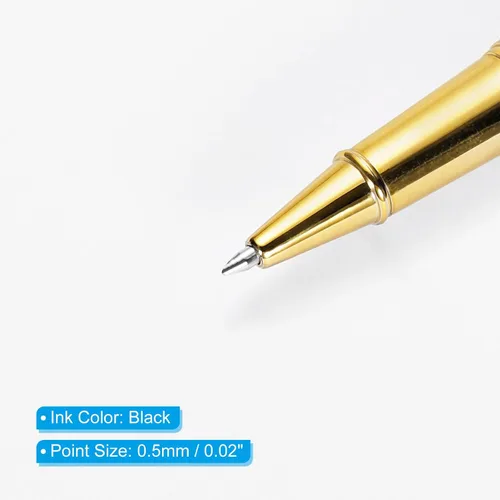 Miniatura 4 de PATIKIL Bolígrafo de tinta negra, bolígrafo de metal de negocios de 0.020 in con caja de regalo, lujo profesional para tomar notas, rojo dorado