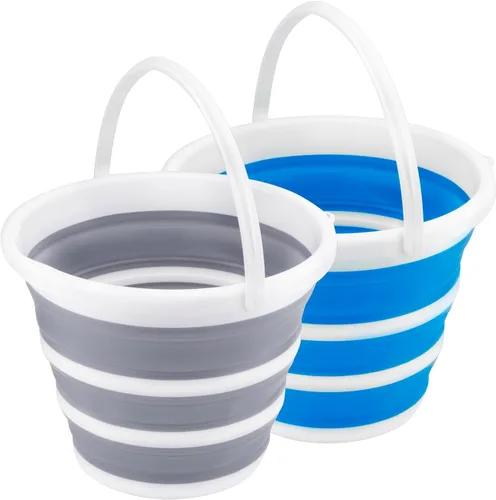 Miniatura 8 de Cubeta plegable de 10 L/2.6 galones, cubeta de limpieza para fregona, plegable, portátil, pequeños suministros de agua de plástico para exteriores