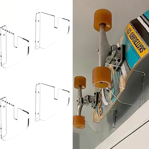Miniatura 6 de WANLIAN Soporte de pared para monopatín, soporte de pared para patineta, estante de exhibición de montaje en pared, estante de montaje en pared