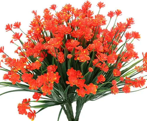 Miniatura 2 de 4 paquetes de flores artificiales, vegetación artificial falsa, resistente a los rayos UV, no se decolora, plantas de plástico sintético para ramo