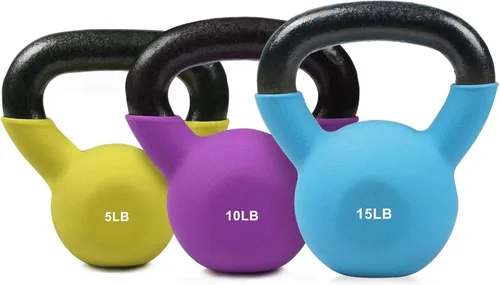 Miniatura 12 de RitFit Pesa rusa de hierro fundido sólido con revestimiento de neopreno, 5, 10, 15, 20, 25, 30, 35, 40, 45, 50 libras, ideal para entrenamiento