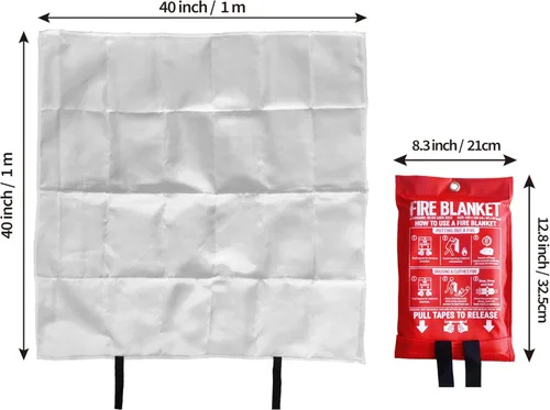 Miniatura 5 de Manta de fuego para cocina y hogar, 40 x 40 pulgadas, manta de fuego de emergencia de fibra de vidrio, paquete de 4