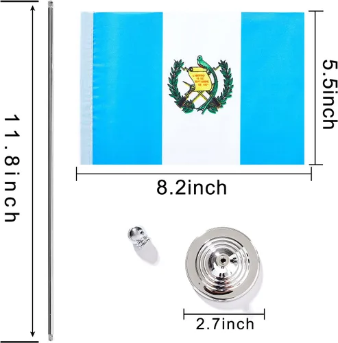 Miniatura 2 de ZXvZYT Paquete de 2 banderas de mesa con bandera guatemalteca pequeña de Guatemala con base de soporte, decoración de eventos de festivales