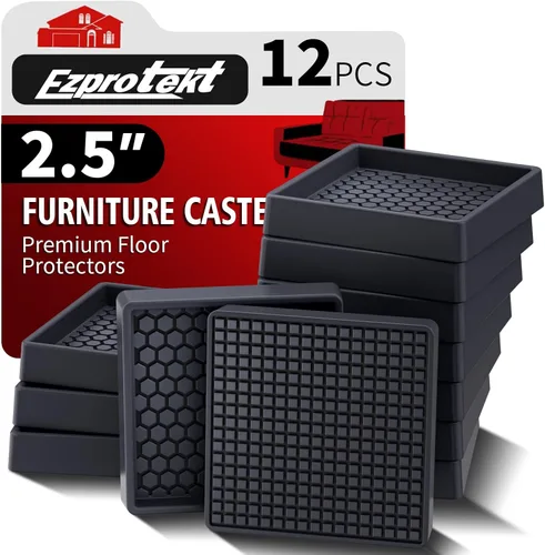 Miniatura 17 de Ezprotekt Almohadillas Antideslizantes para Muebles, 8 Piezas Copas de Ruedas de Goma Antideslizantes de 2.5", Posavasos Antideslizantes
