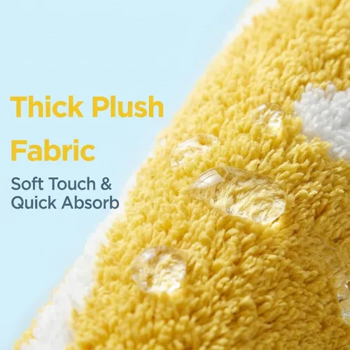 Miniatura 4 de Alfombra de baño de microfibra suave con forma de limón semicircular, alfombra de baño antideslizante para cocina, dormitorio, ducha de goma