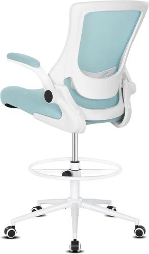 Miniatura 12 de Misolant Silla de oficina alta, silla de dibujo para escritorio de pie, silla de oficina alta con soporte lumbar ajustable, brazo abatible y anillo