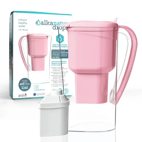 Miniatura 13 de Alkanatur Jarra de filtro de agua de hidrógeno alcalino, elimina fluoruro, cloro, microplásticos, PFA, carbón de coco activado con plomo, ionizador