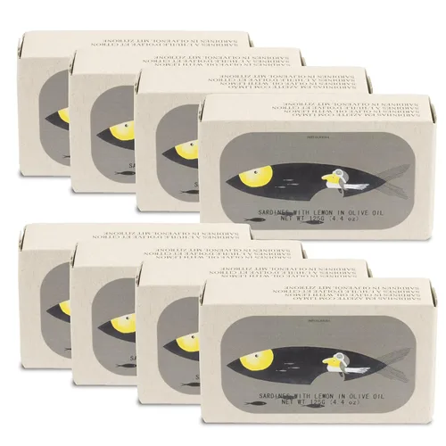 Miniatura 7 de Sardinas enlatadas con limón y aceite de oliva por Jose Gourmet, Sardinas portuguesas capturadas en la naturaleza, conservas de pescado en aceite