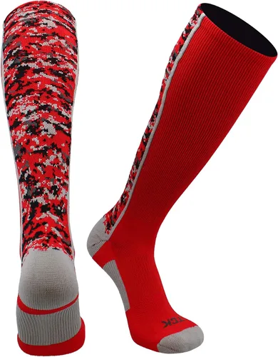 TCK Calcetines de béisbol para jóvenes, niños u hombres, con diseño de camuflaje digital y longitud hasta por encima de la pantorrilla