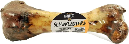 Hueso de fémur de cerdo Grillerz, 1 unidad, sin cuero crudo, golosina totalmente natural para todas las razas, sin gluten, de larga duración, fácil