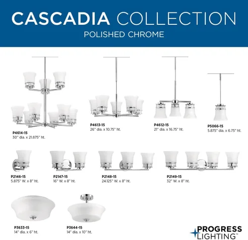 Miniatura 5 de Progress Lighting Cascadia Collection - Mini-colgante costero de cristal grabado con 1 luz, cromo pulido