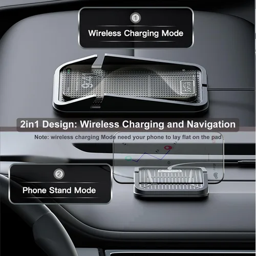 Miniatura 2 de Cargador de coche inalámbrico Almohadilla de carga, POLMXS Cargador de teléfono inalámbrico antideslizante para coche Carga inalámbrica para celular