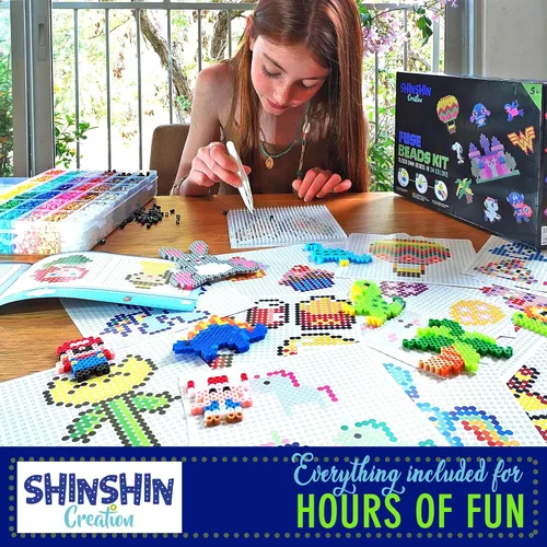 Miniatura 2 de Kit XL de cuentas de fusible, cuentas de fusión para manualidades infantiles Kit de planchado para niños - Cuentas de fusible, compatibles