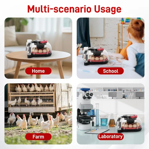 Miniatura 9 de Incubadora automática de huevos para 12 huevos de gallina con control de aplicación de cámara, monitor de temperatura y humedad, girador automático