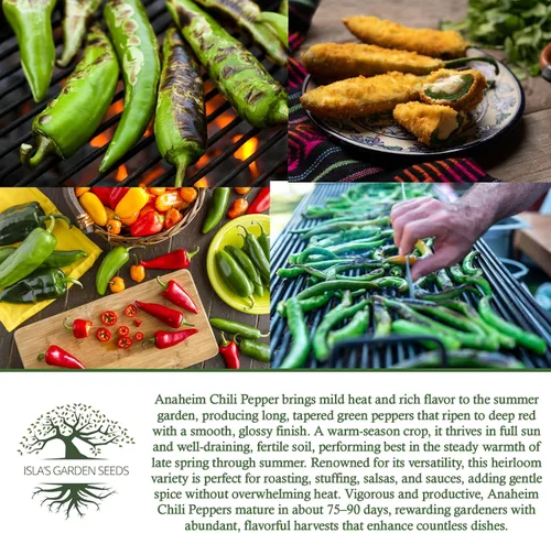 Miniatura 6 de Semillas de plantas de chile Anaheim para plantar, más de 100 semillas tradicionales por paquete, semillas de jardín de Isla