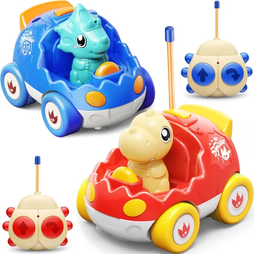 Miniatura 8 de Kidz do Paquete de 2 Coches de Control Remoto de Dinosaurio Rosa, Regalos de Navidad y Cumpleaños para Niñas de 2 3 4 5 Años, Coche RC de Dinosaurio