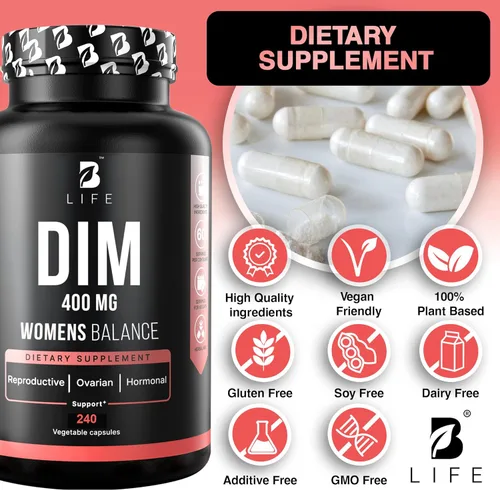 Miniatura 5 de B Life Company Suplemento DIM 400 mg con Myo & D-Chiro Inositol, Dong Quai - Equilibrio Hormonal para Mujeres - Suplementos de fertilidad