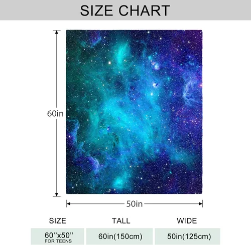 Miniatura 3 de Manta de galaxia espacial, suave y cálida manta de felpa de forro polar de 50 x 40 pulgadas, manta de franela suave y acogedora para cama, sofá