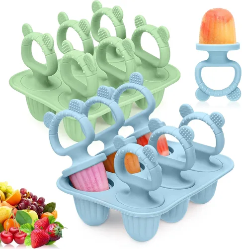 Miniatura 8 de Moldes de silicona para paletas para bebés con palitos, moldes de mini paletas para bebés de leche materna para aliviar la dentición