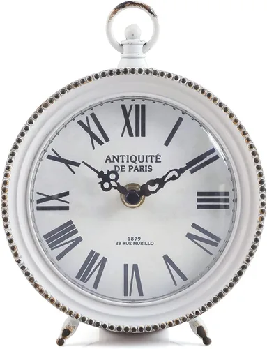 Miniatura 9 de NIKKY HOME Reloj de mesa dorado, reloj de estante y escritorio silencioso sin tictac, funciona con pilas, diseño clásico, decoración decorativa