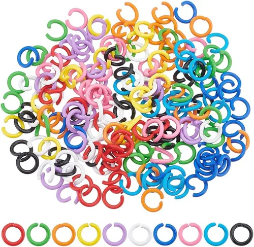 PH PandaHall 200 anillos de salto de colores de 0.236 pulgadas, 10 colores, anillos de salto abiertos, conectores de anillo O de calibre 18, anillos