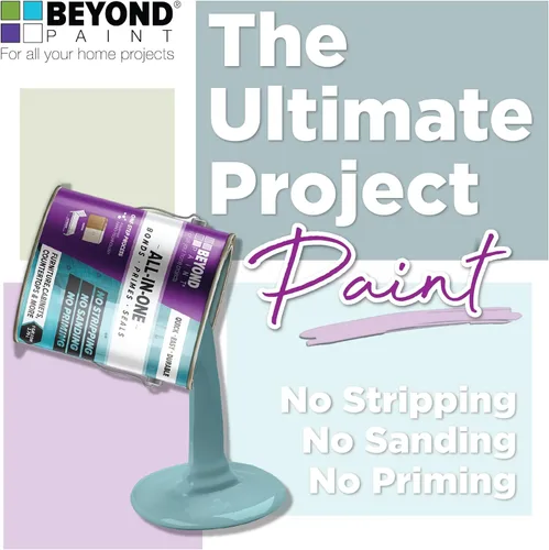 Miniatura 6 de BEYOND PAINT Pintura para restaurar muebles, gabinetes, y mucho más, todo en una, color blanco brillante. Garrafa de 1 cuarto de galón.
