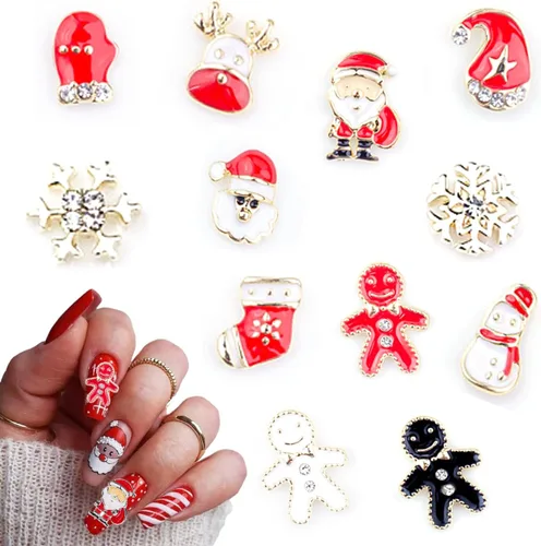 Miniatura 9 de 10 dijes de uñas de Halloween, diseño de calavera de fantasma, corazón con gemas de uñas, divertidos diamantes de imitación de uñas de Halloween