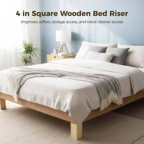 Miniatura 2 de 4 Pcs Bed Risers, 4 in Wooden Furniture Risers Blocks, Heavy-Duty Lifters for Couch Chair Cabinet Dresser, Bed Frame Risers for Added Height, Slot