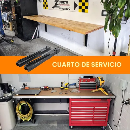 Miniatura 5 de Wallmaster Soportes plegables para estantes de 24 pulgadas, para garaje, acero resistente, carga máxima, 500 libras, flotante, montaje en pared