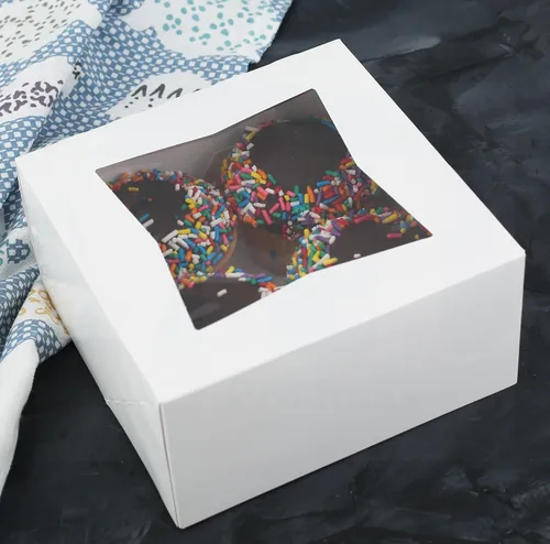 Miniatura 8 de MT Products - Caja blanca de cartón para panadería auto armable de 6 pulgadas de largo, x 6 pulgadas de ancho x 3 pulgadas de alto con ventana