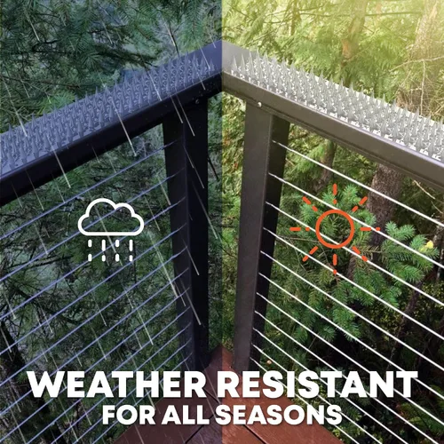 Miniatura 4 de Petfolio Paquete de 32 disuasorios de aves para patio exterior – Púas disuasorias transparentes de 35 pies para mantener alejadas a las aves