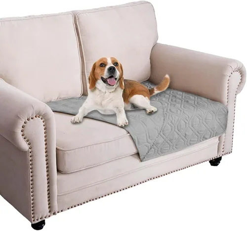 Miniatura 10 de Ameritex Funda Impermeable para Cama de Perro Manta para Mascotas para Muebles Cama Sillón Sofá Reversible Azul marino+azul piedra