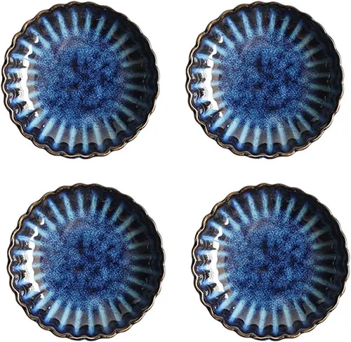 Miniatura 9 de Gaolinci Plato de cerámica con forma de flor de 3.5 pulgadas, mini condimento lateral, platos para servir aperitivos, juego de platillos pequeños