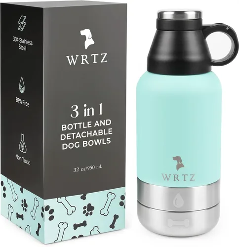 Miniatura 10 de Botella de agua portátil para perros con 2 cuencos de agua extraíbles para perros, botella de agua de acero inoxidable aislada a prueba de fugas