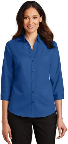 Miniatura 7 de Port Authority Camisa de sarga con botones SuperPro de manga 3/4 para mujer