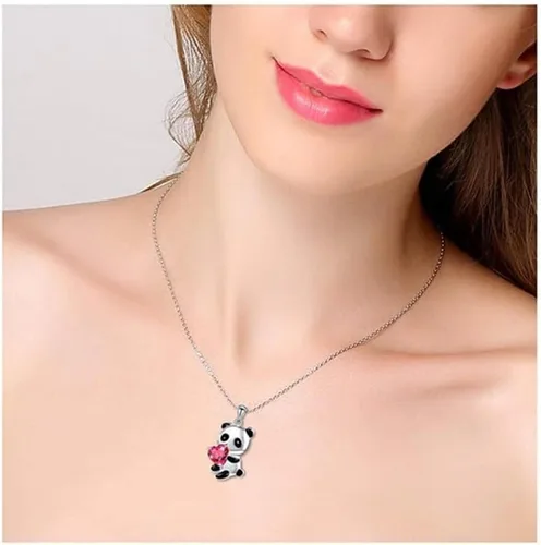 Miniatura 2 de RFTWXHPN Collar con colgante de panda de cristal para mujeres y niñas, collares de panda de cristal para hija, sobrina, amante del panda, regalos