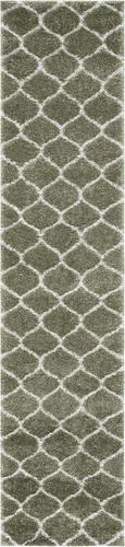 Miniatura 17 de SAFAVIEH Tahoe Shag Collection - Alfombra para pasillo, 2 x 9 pies, color beige y blanco, diseño de enrejado, no desprende pelusa y de fácil
