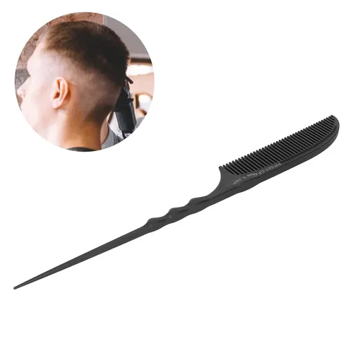 Miniatura 3 de BORDSTRACT Peine de cola de rata, dientes finos de fibra de carbono resistentes al calor, peines de presión para estilista (negro-01)