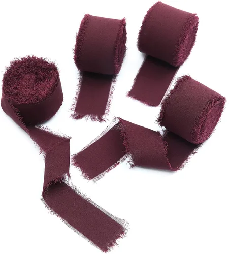 Miniatura 2 de 4 rollos de cinta de seda hecha a mano con flecos de 1.5 pulgadas x 5 yardas (4 rollos de 20 yardas) para invitaciones de boda, ramos de novia