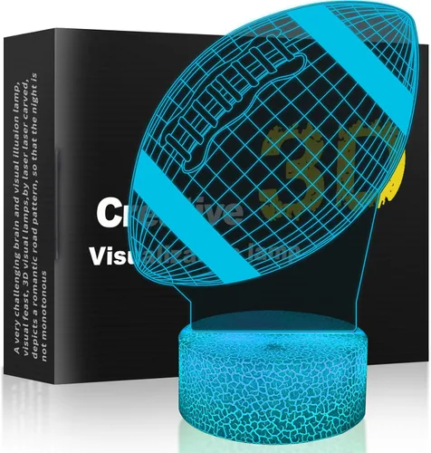 Lámpara de ilusión 3D de fútbol, luz nocturna, 7 colores, cambio gradual automático, luces LED alimentadas por USB, regalos para niños para