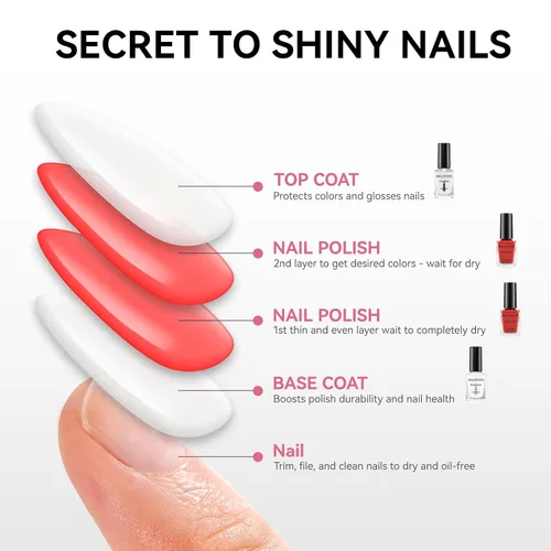 Miniatura 8 de Capa base y capa superior, esmalte de uñas regular transparente, rico en calcio VE secado rápido al aire fortalecimiento de uñas, sin gel, 2 piezas