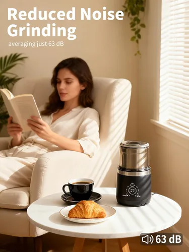 Miniatura 7 de LAOION Molinillo de café eléctrico con cuchillas silenciosas y perilla de temporizador para ajustar de grueso a fino, molinillo de café expreso