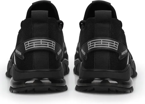 Miniatura 7 de GLANOUDUN Zapatos de punta de acero para hombre, zapatos de trabajo ligeros para hombres, zapatos de trabajo negros con punta de acero, zapatos