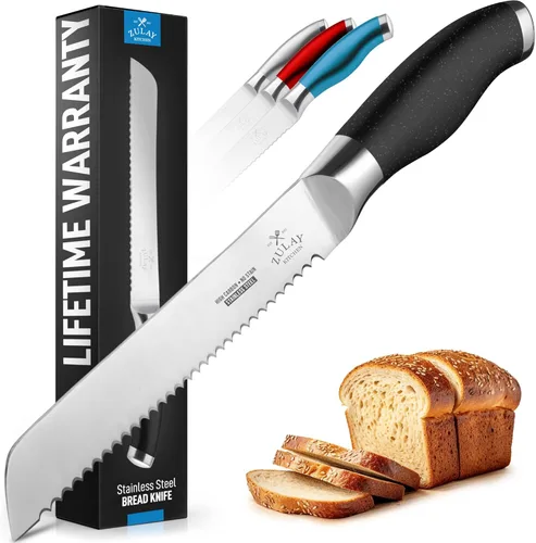 Miniatura 8 de Zulay - Cuchillo de pan dentado, cuchillo de pan de acero inoxidable para pan casero, pastel, bagel, cortador de pan de una pieza y cortador de pan