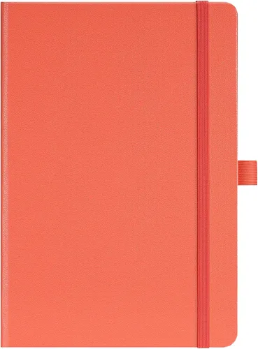 Miniatura 54 de Cuaderno punteado, diario, 5.3 x 8.26 pulgadas, tapa dura, prémium, papel grueso, doble espiral, bandas, cuero negro sintético, lazo para bolígrafo