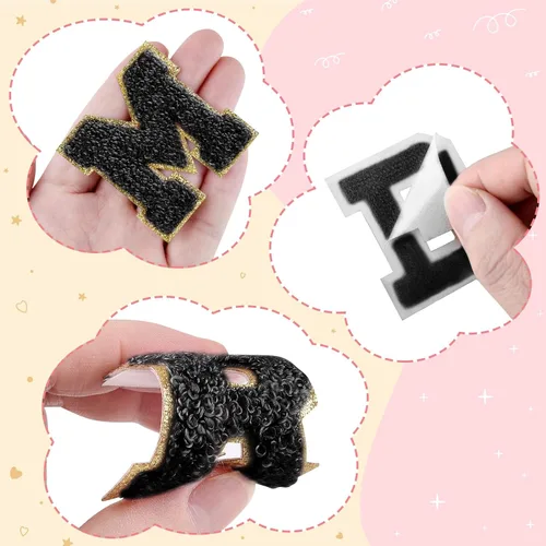 Miniatura 3 de Morcheiong 26 parches de letras de felpilla autoadhesivas de la A a la Z, letras de felpilla para ropa, tela, zapatos y bolsas (negro)
