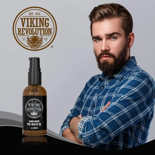 Miniatura 4 de Viking Revolution Aceite de sándalo para antes del afeitado para hombres, afeitado suave, sin irritación, 1 onza líquida, todo