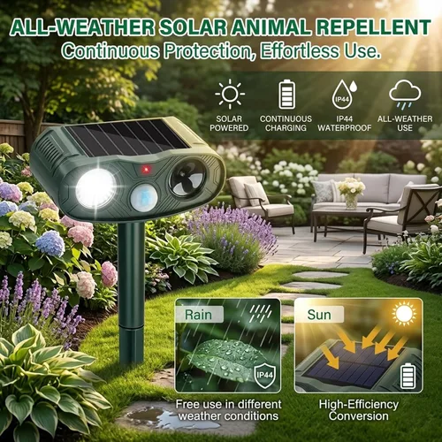 Miniatura 4 de 2026 Upgraded Ultrasonic Animal Repellent Outdoor: Sonic Fortress Pro Deer Repellent Devicess&Cat Repeller for Yard, 4-Pack Waterptoof Raccoon
